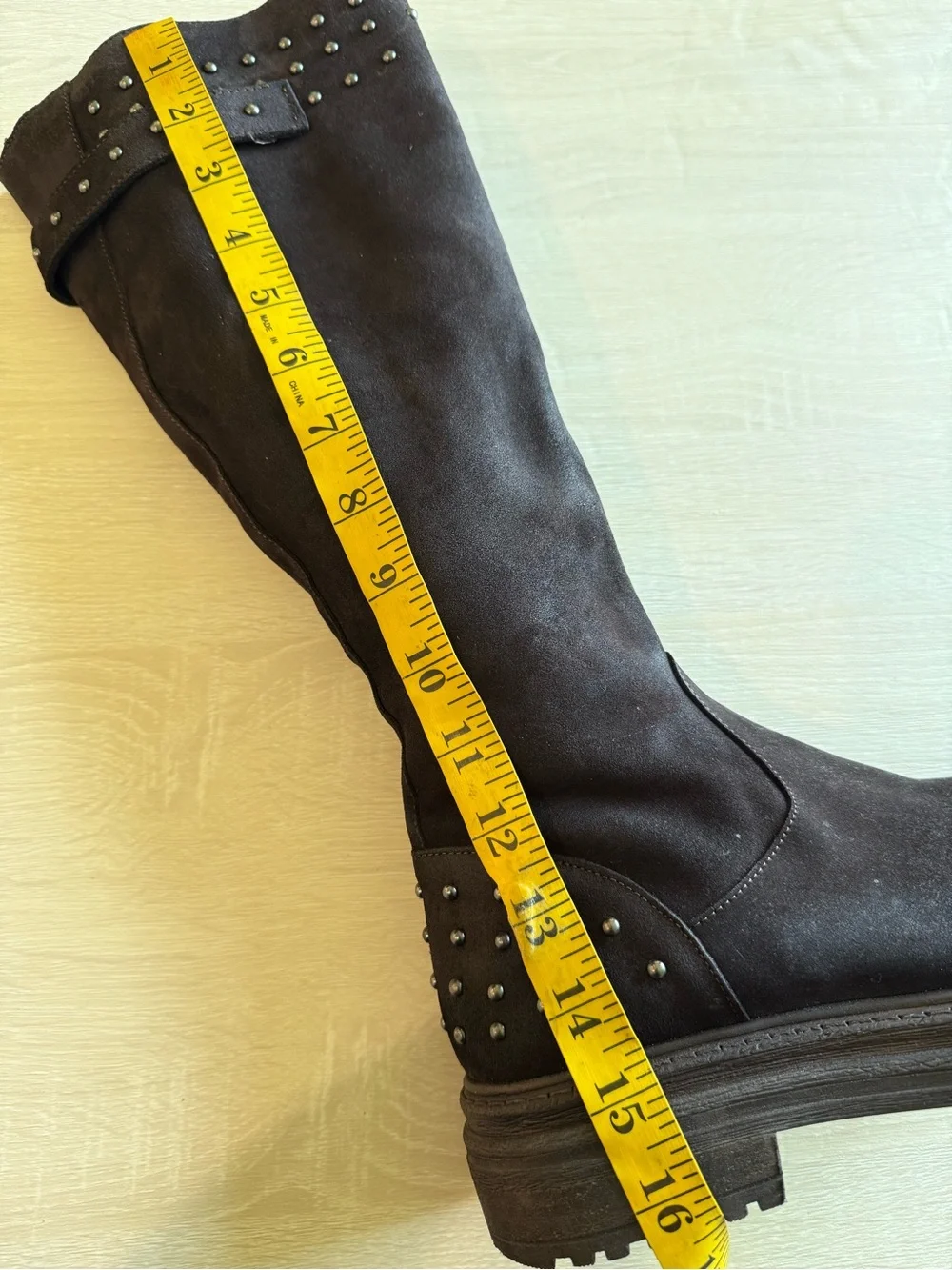 Emanuele Crasto Italy Brown Suede Studded Knee High Boots Women’s EU 38